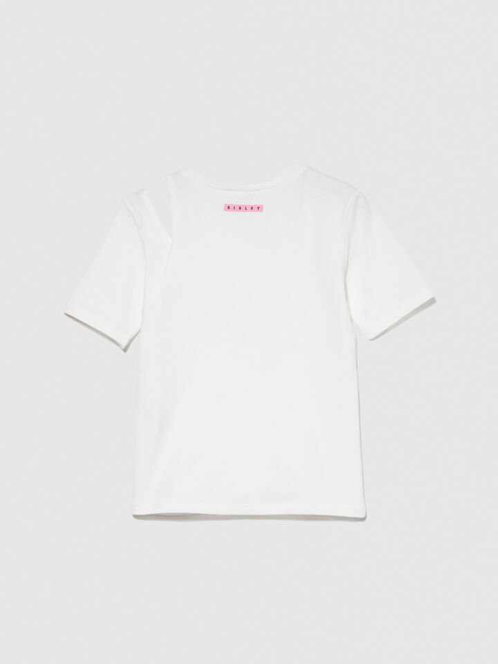 T-shirt with cut out - girls' short sleeve t-shirts - White | Sisley Young image number 2
